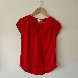 Red top with v-neck